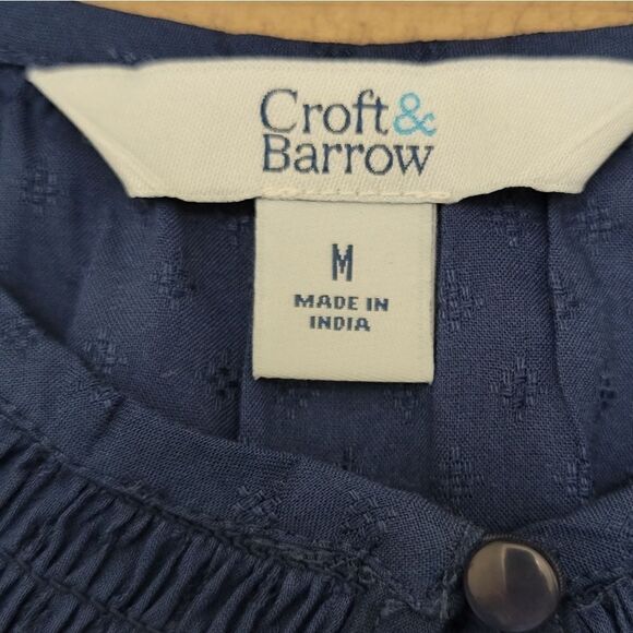 Croft and Barrow Navy Blue Sleeveless Top Front Keyhole 100% Rayon Size M - Picture 4 of 8